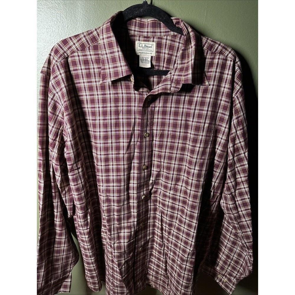 LL Bean Shirt Men's XL Long Sleeve Red Plaid Flannel Button Down Pockets